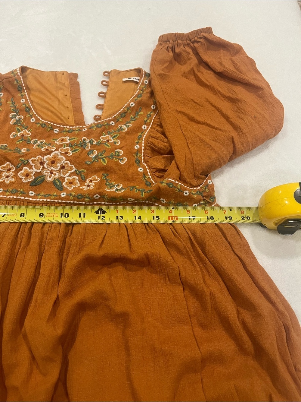 In Loom Boho Embroidered Tiered Mini Dress - Size medium - Picture 7 of 10